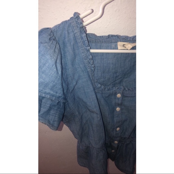 Madewell Denim Ruffle Top - Picture 3 of 3